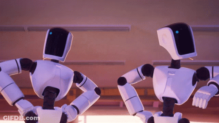 Two Sparkling Robots GIF