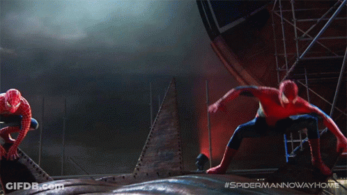Two Spidermans Side By Side #Spidermannowayhome GIF