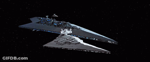 Two Star Wars Ships Flying In Space GIF