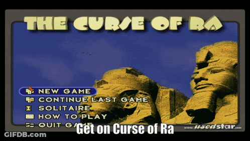 Two Statues In Curse Of Ra GIF