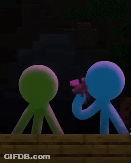 Two Stick Figures In Dark Room GIF