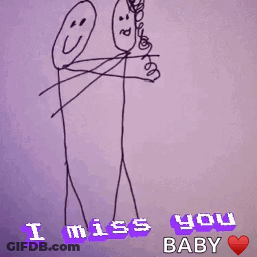Two Stick Figures Saying I Miss You Baby GIF
