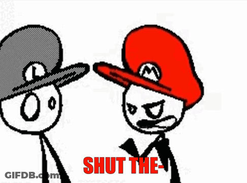 Two Stick Figures Wearing Hats Front Door Because It's Wide Open GIF
