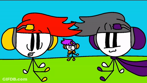 Two Stick Figures Wearing Headphones GIF