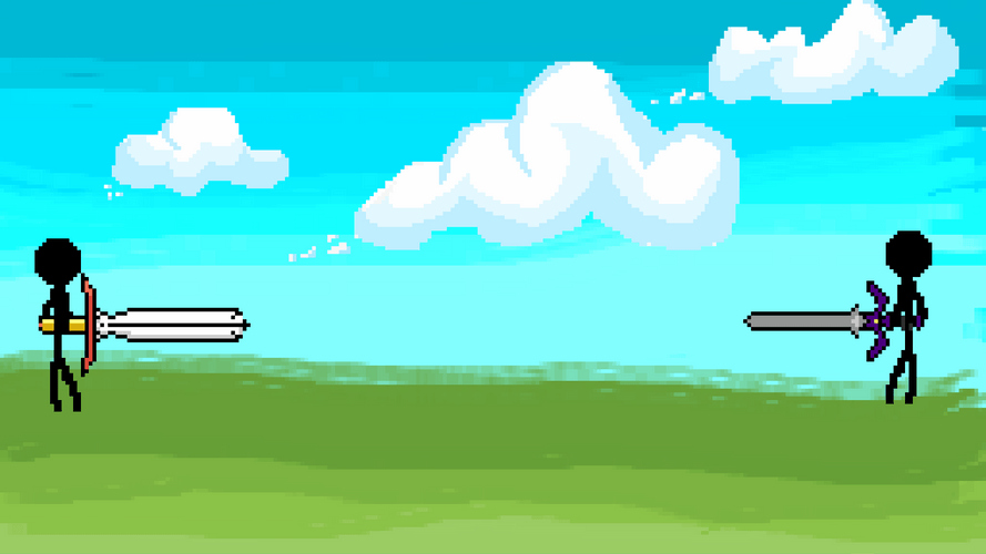 Two Stickman Fighting Using A Sword GIF