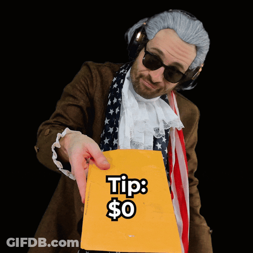 Two Stuffed Animals At Table Saying Umm No Tip GIF