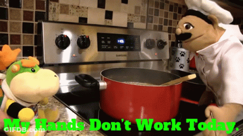 Two Stuffed Animals Cooking On Samsung Stove GIF