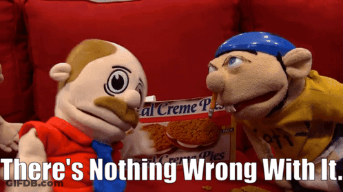 Two Stuffed Animals Next To Bag Of Creme Pies GIF