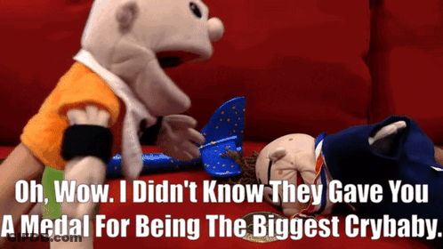 Two Stuffed Animals On Red Couch Saying Oh Wow I Didn't Know They Gave You GIF