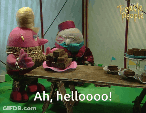 Two Stuffed Animals Saying Ah Hellooo GIF