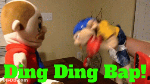 Two Stuffed Animals Saying Ding Ding Bap GIF