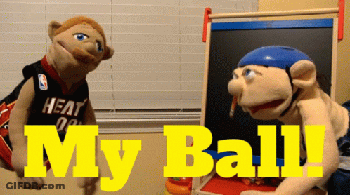 Two Stuffed Animals Saying My Ball GIF
