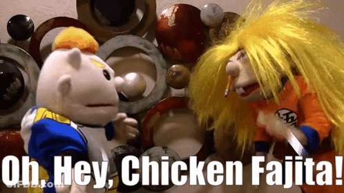Two Stuffed Animals Saying Oh Hey Chicken Fajita GIF