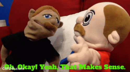 Two Stuffed Animals Saying Oh Okay Yeah That Makes Sense GIF