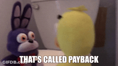Two Stuffed Animals Saying That's Called Payback GIF