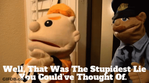 Two Stuffed Animals Saying That Was The Stupidest Lie GIF