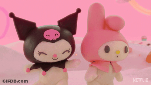 Two Stuffed Animals Standing Next To Each Other With Netflix GIF