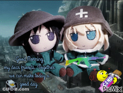 Two Stuffed Dolls Sitting With Good Morning My Dear Friends Together We Can Make Today GIF