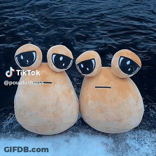 Two Stuffed Frogs Are Standing Next To Each Other With A Tiktok Watermark On The Bottom GIF