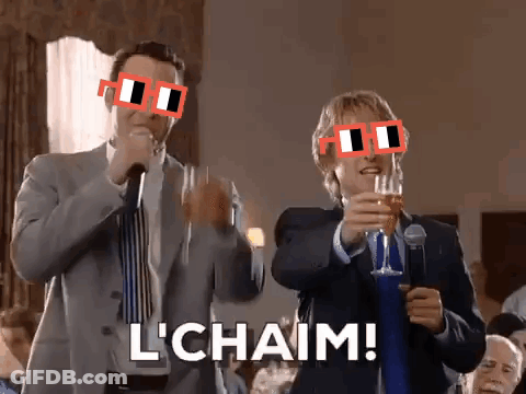 Two Suited Men With Sunglasses Toasting GIF