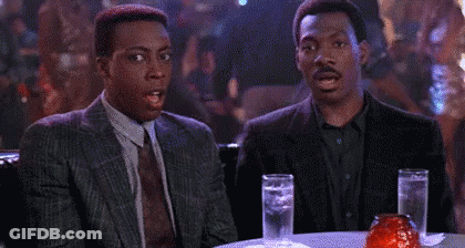 Two Surprised Men With Water Glasses GIF