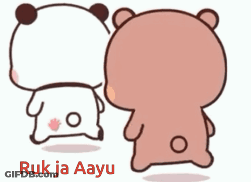 Two Teddy Bears Are Standing Next To Each Other And The Words Ruk Ja Aayu Are On The Bottom Right GIF