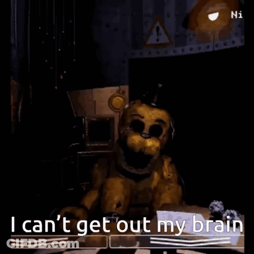 Two Teddy Bears Are Standing Next To Each Other With The Words I Can 'T Get Out My Brain Written On The Bottom . GIF