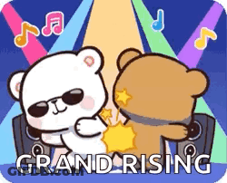 Two Teddy Bears Dancing By Speakers GIF