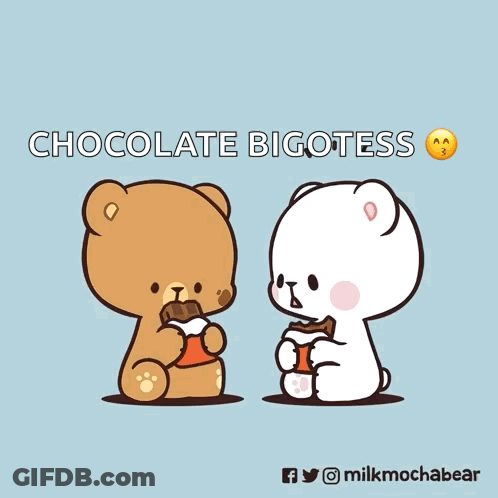 Two Teddy Bears Eating Chocolate GIF