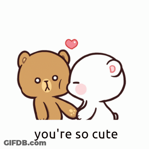 Two Teddy Bears Holding Hands You're So Cute GIF