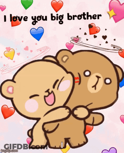 Two Teddy Bears Hugging With I Love You Big Brother GIF