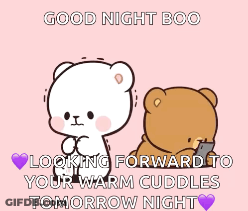 Two Teddy Bears Hugging Good Night Boo GIF