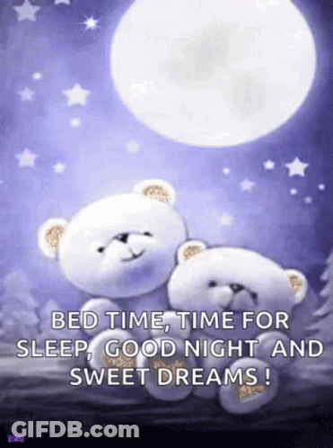 Two Teddy Bears Hugging Good Night Sweet Dreams GIF