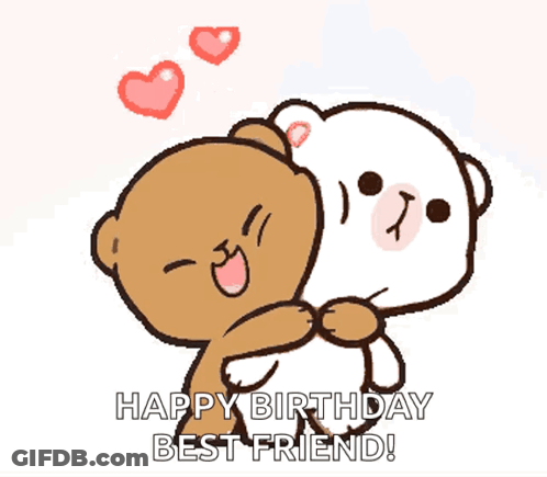 Two Teddy Bears Hugging Happy Birthday Best Friend GIF