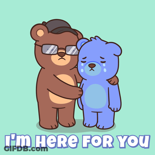 Two Teddy Bears Hugging I'm Here For You GIF