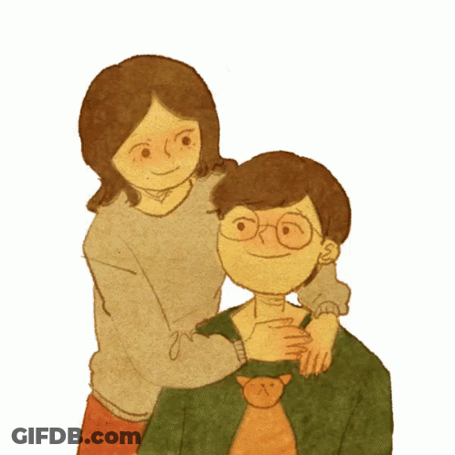 Two Teddy Bears Hugging In Front Of Pink Heart GIF