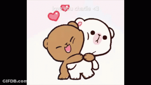 Two Teddy Bears Hugging Love You Charlie GIF