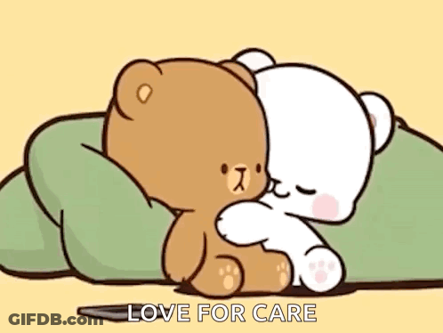 Two Teddy Bears Hugging On Pillow GIF