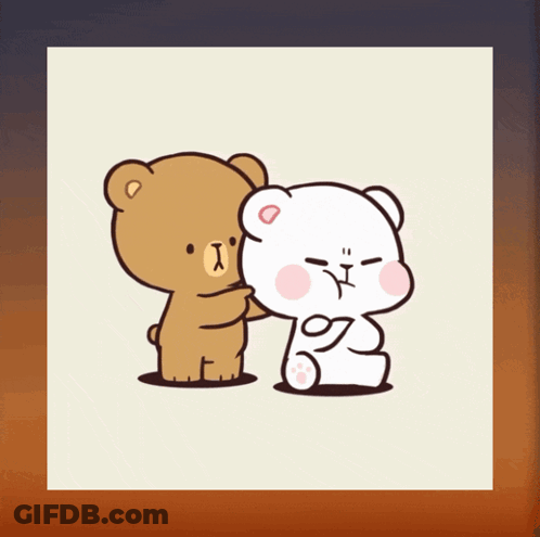 Two Teddy Bears Hugging One Looks Angry GIF