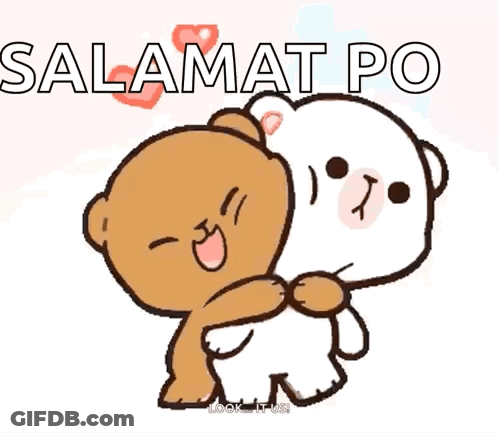 Two Teddy Bears Hugging Salamat Po GIF