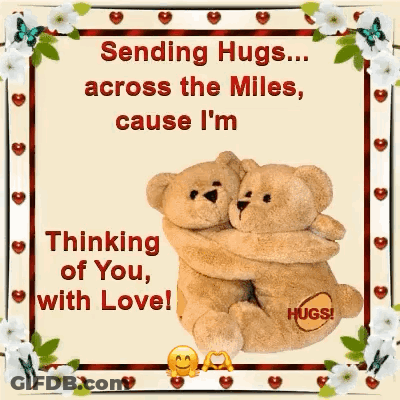 Two Teddy Bears Hugging Sending Hugs Across The Miles GIF