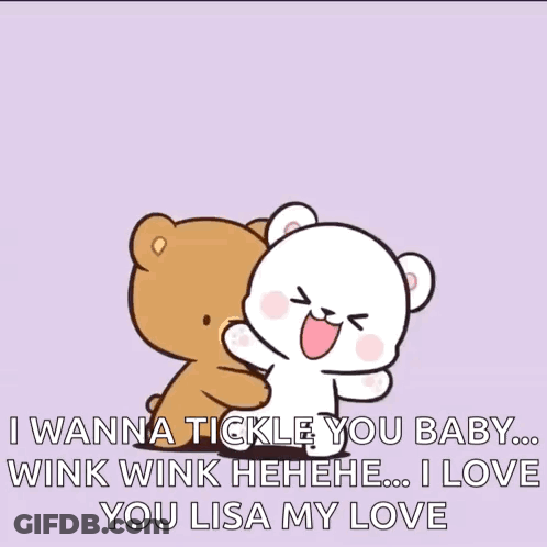 Two Teddy Bears Hugging Wanna Tickle You Baby Wink Wink I Love You Lisa GIF