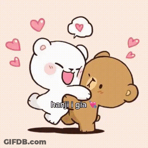 Two Teddy Bears Hugging With Hanji I Gia GIF