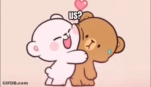Two Teddy Bears Hugging With Heart GIF