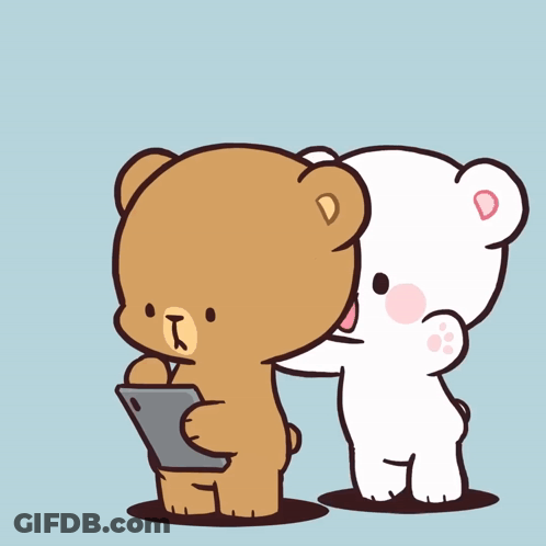 Two Teddy Bears Hugging With Heart Speech Bubble GIF