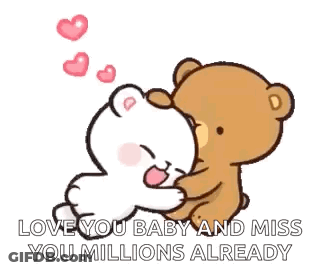 Two Teddy Bears Hugging With Hearts GIF