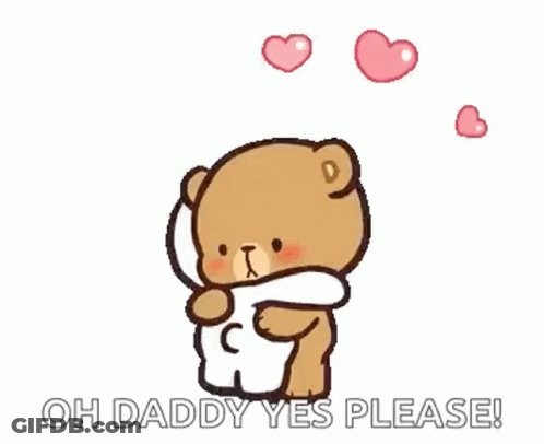 Two Teddy Bears Hugging With Hearts GIF