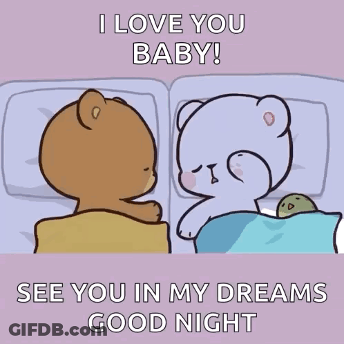 Two Teddy Bears In Bed Saying I Love You Baby GIF
