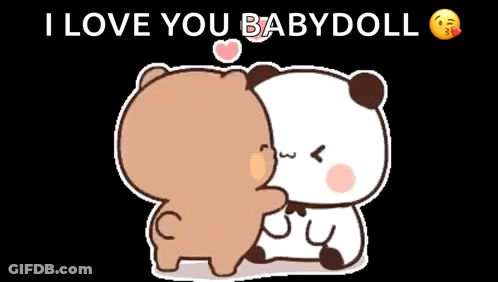 Two Teddy Bears Kissing Saying I Love You Babydoll GIF