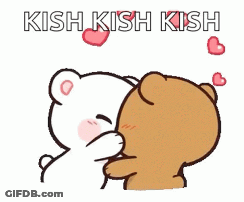 Two Teddy Bears Kissing With Hearts GIF